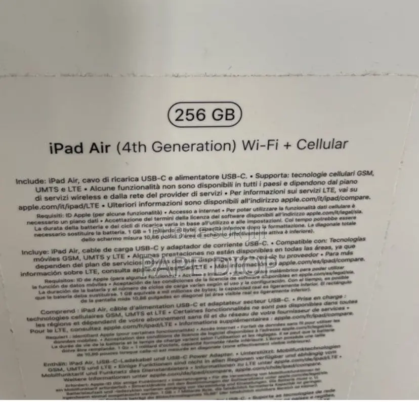 Pomme iPad 10.2 (2020) Wi-Fi 256 GO Gris