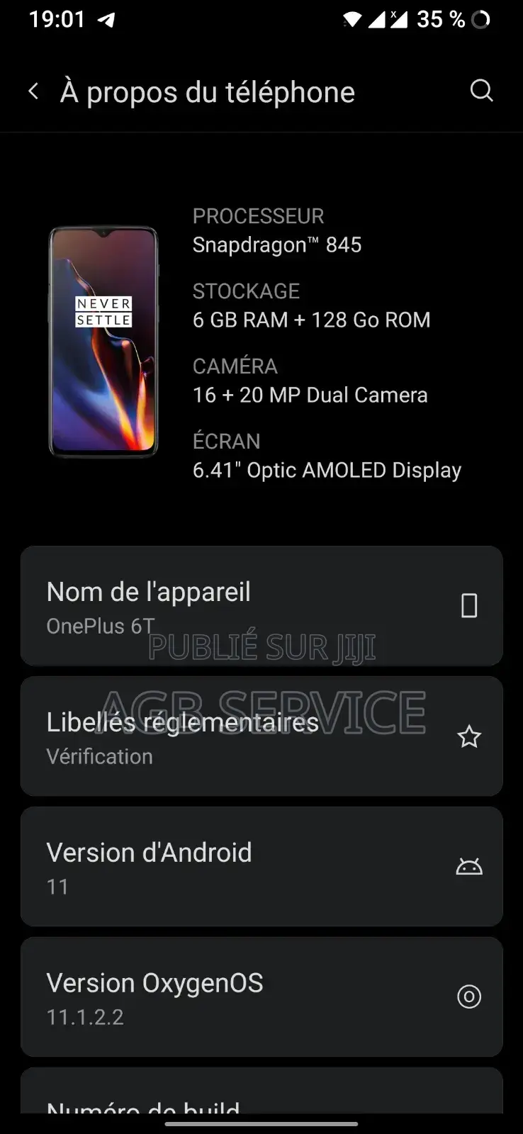 OnePlus 6T 128 GB Noir