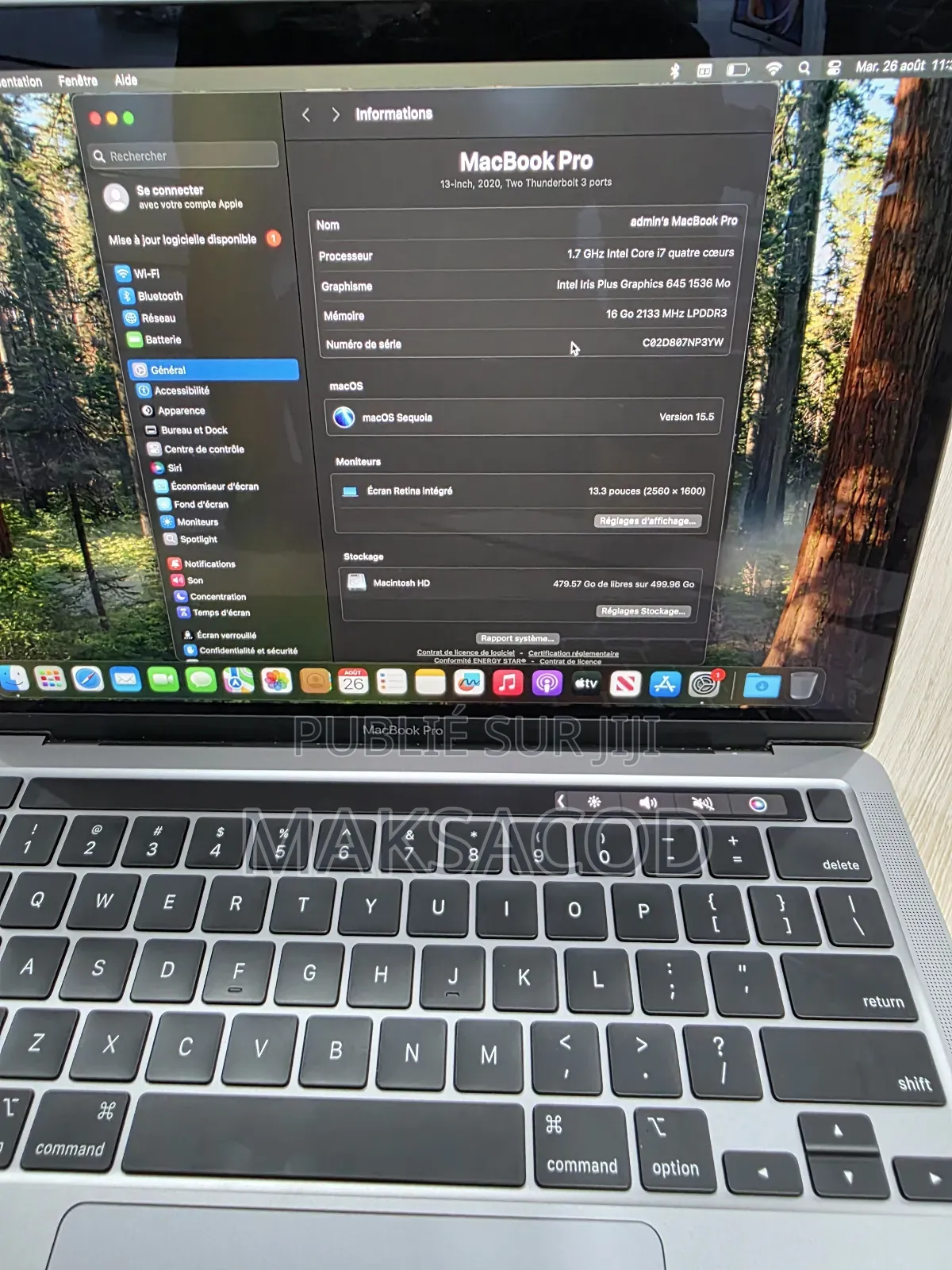 Ordinateur Portable Pomme MacBook Pro 2020 16GB Intel Core I7 SSD 512GB