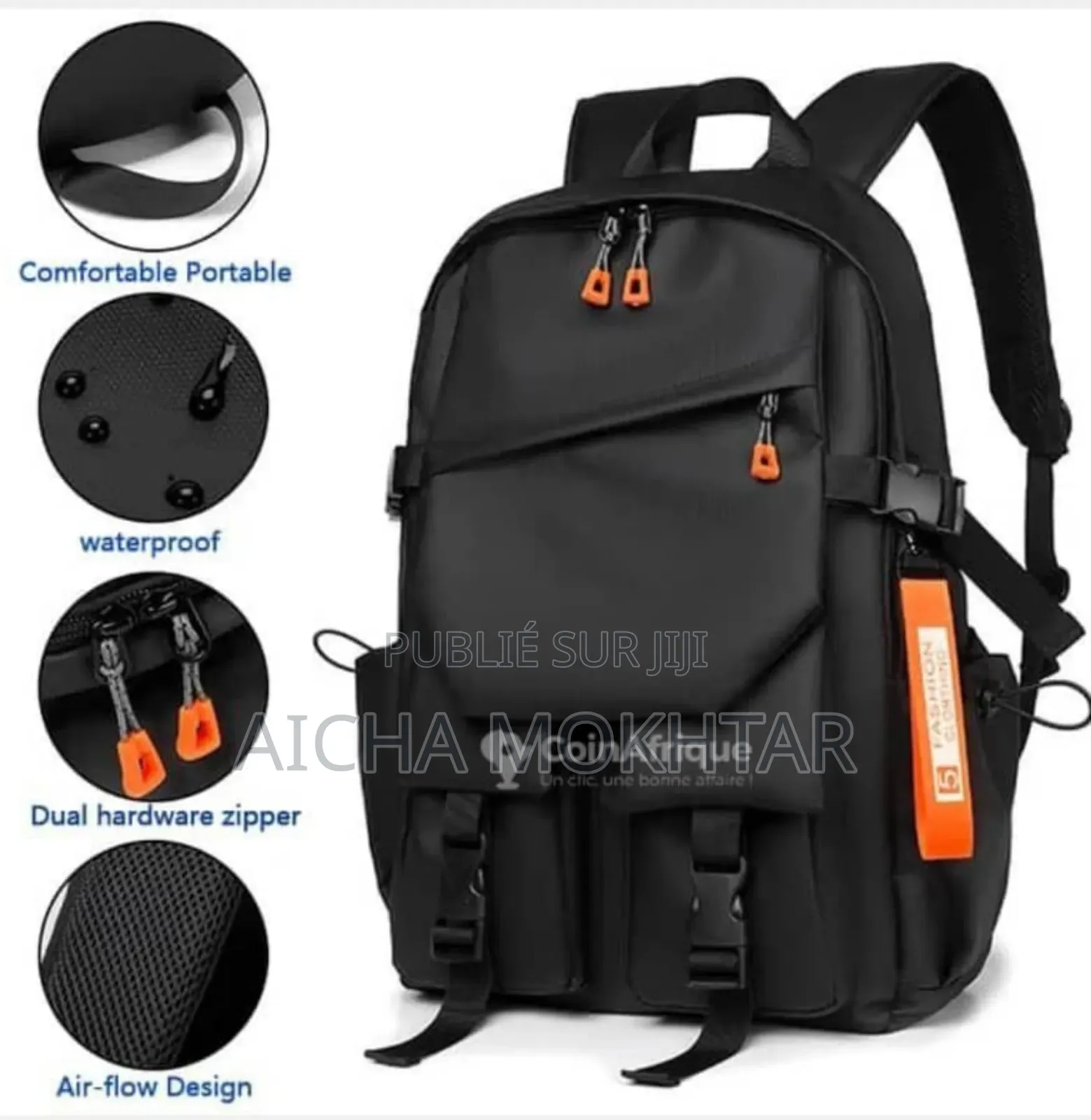 Sacs À Dos Noir Orange