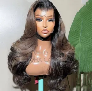 Photo - Perruque Body Wave Brun Noir 100% Naturel Closure 5*5 Hd Longueur 24