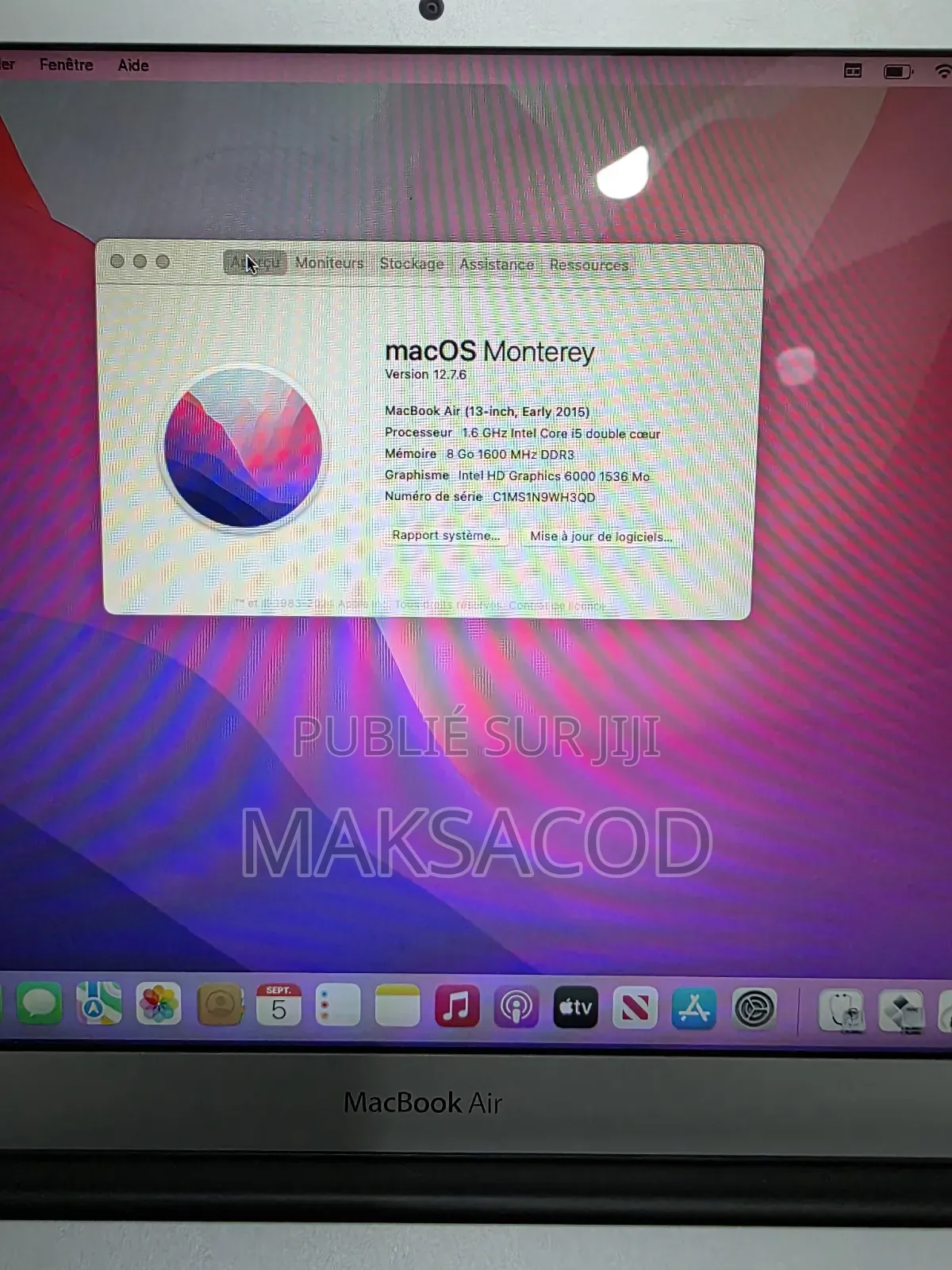 Ordinateur portable Apple MacBook Air 2015 8GB Intel Core i5 SSD 128GB