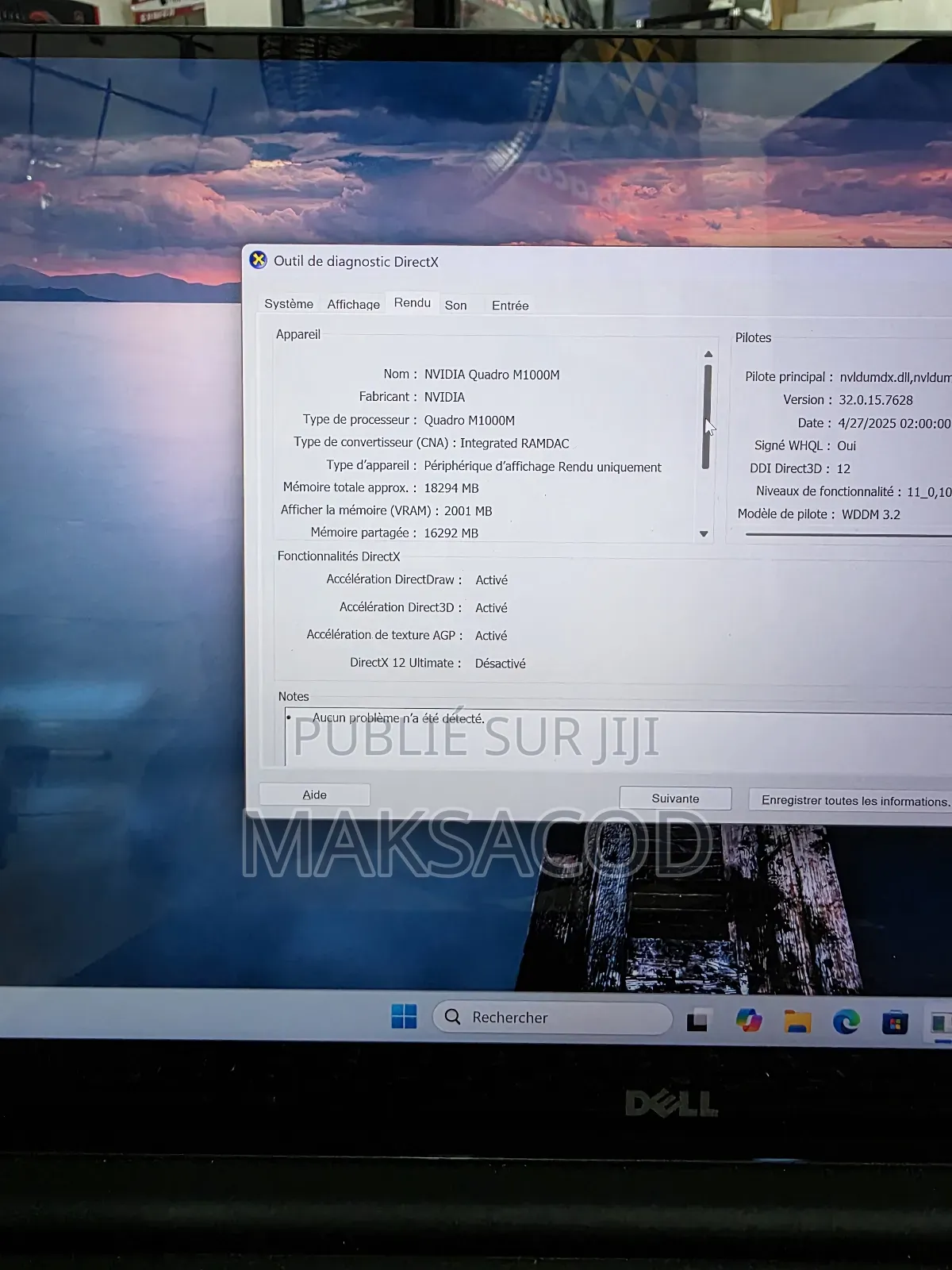 Ordinateur portable Dell Precision 5510 32GB Intel Core i7 SSD 256GB