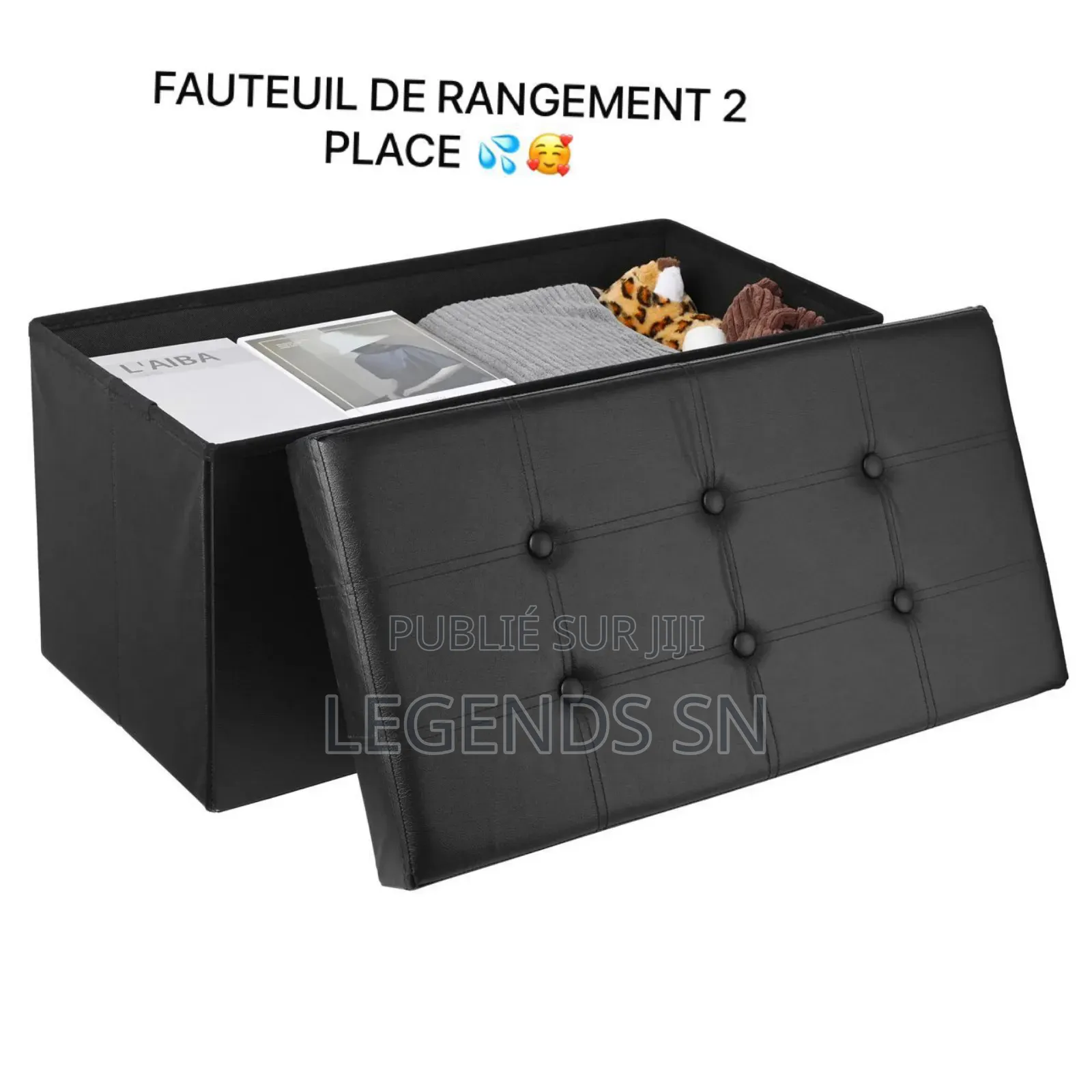 Pouf De Rangement 2 Place Multifonctions
