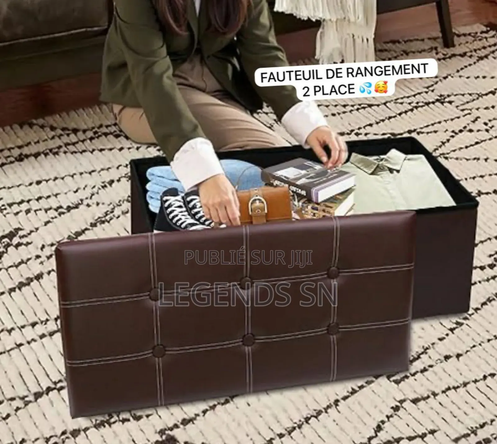 Pouf De Rangement 2 Place Multifonctions