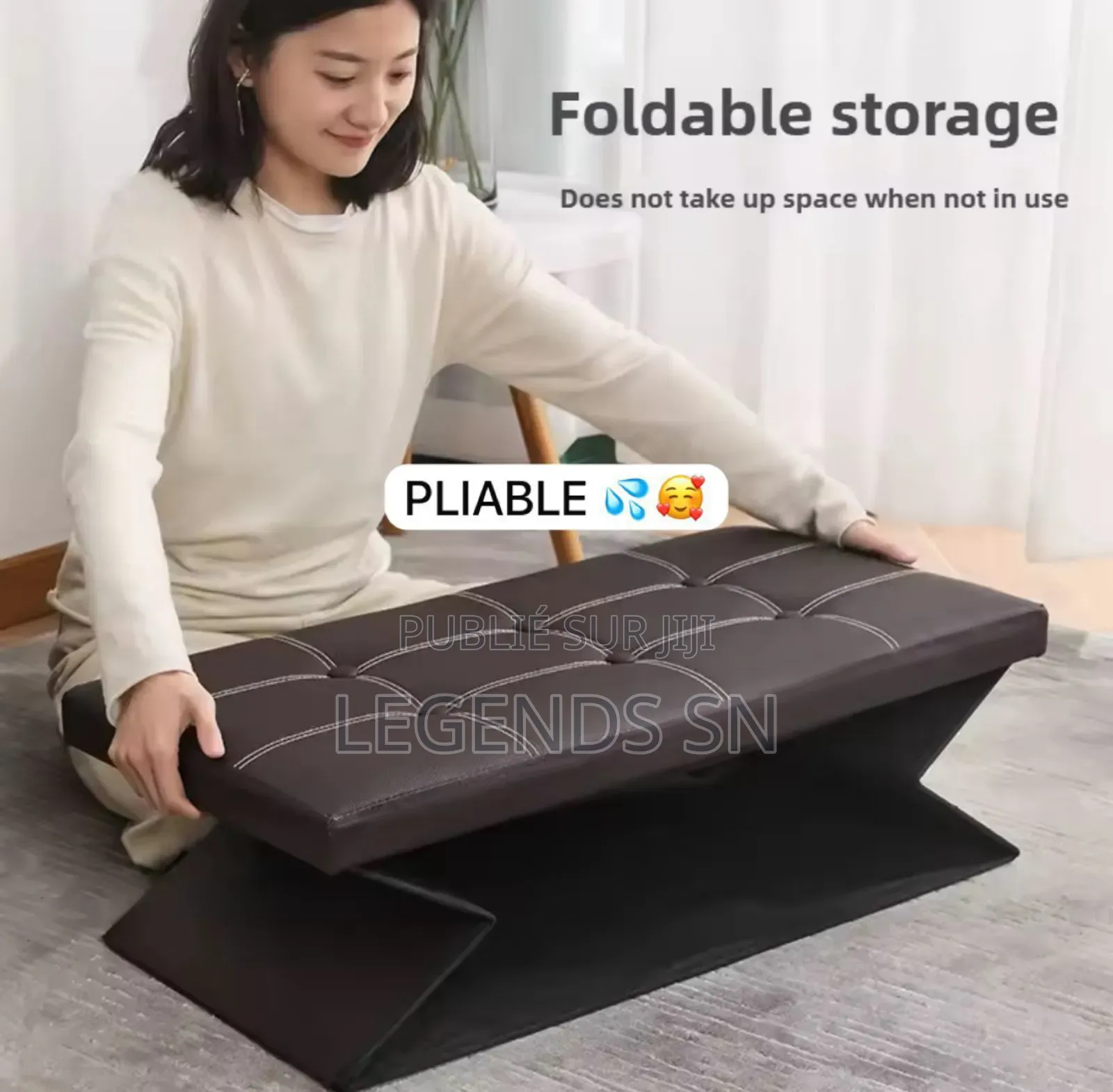 Pouf De Rangement 2 Place Multifonctions