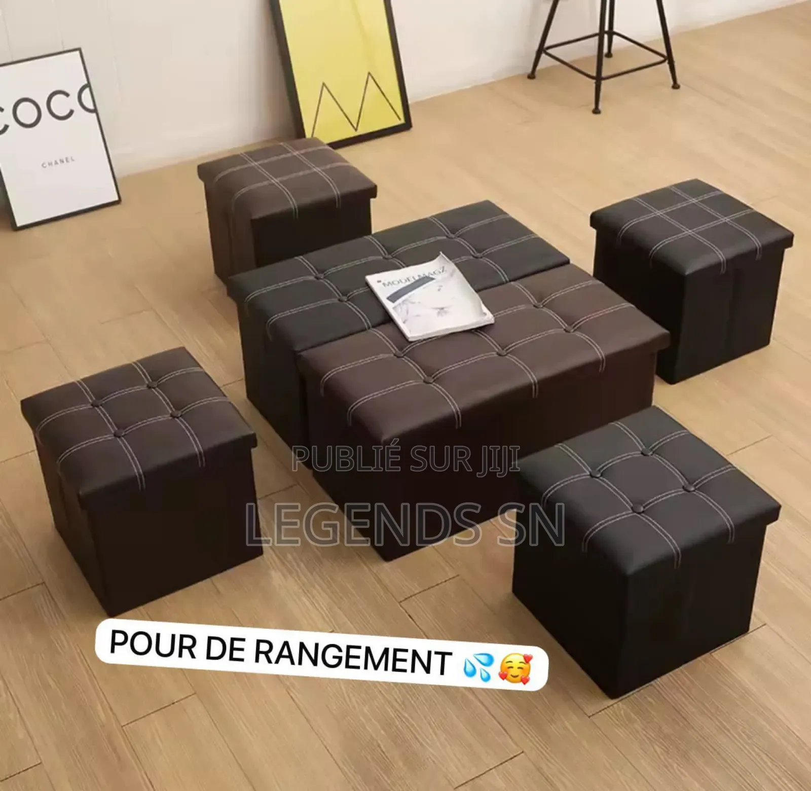 Pouf De Rangement 2 Place Multifonctions