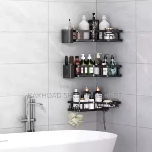  Étagère Murale De Douche – 3 Niveaux en Métal Noir