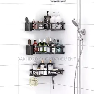  Étagère Murale De Douche – 3 Niveaux en Métal Noir