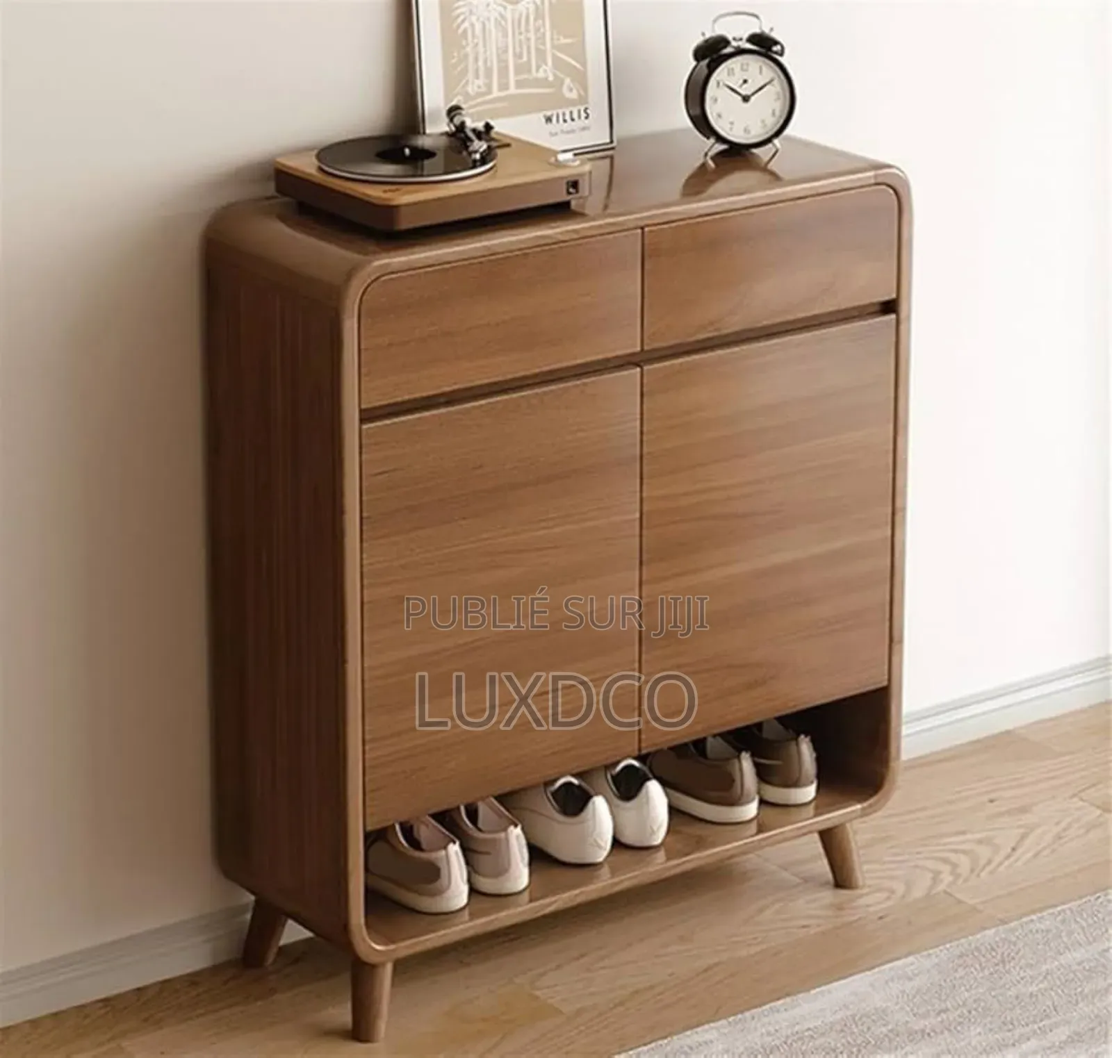 Armoire À Chaussures en Bois Massif À 5 Niveaux Avec Étagères