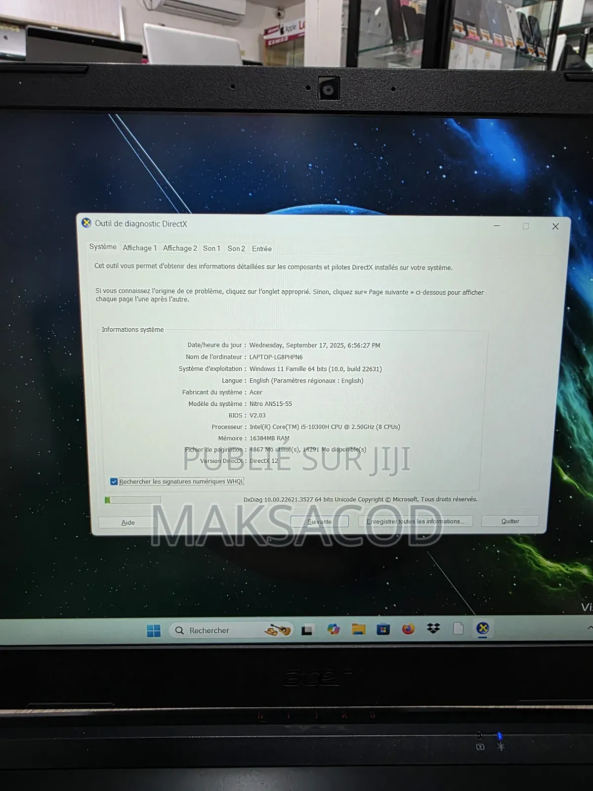 Ordinateur Portable Acer Nitro 5 16GB Intel Core I5 SSD 512GB