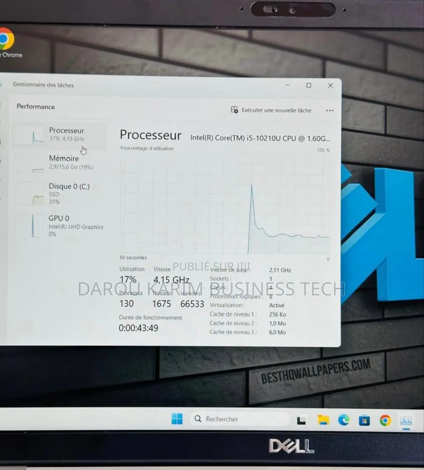 New Ordinateur Portable Dell Latitude 5510 16GB Intel Core I7 SSD 512GB