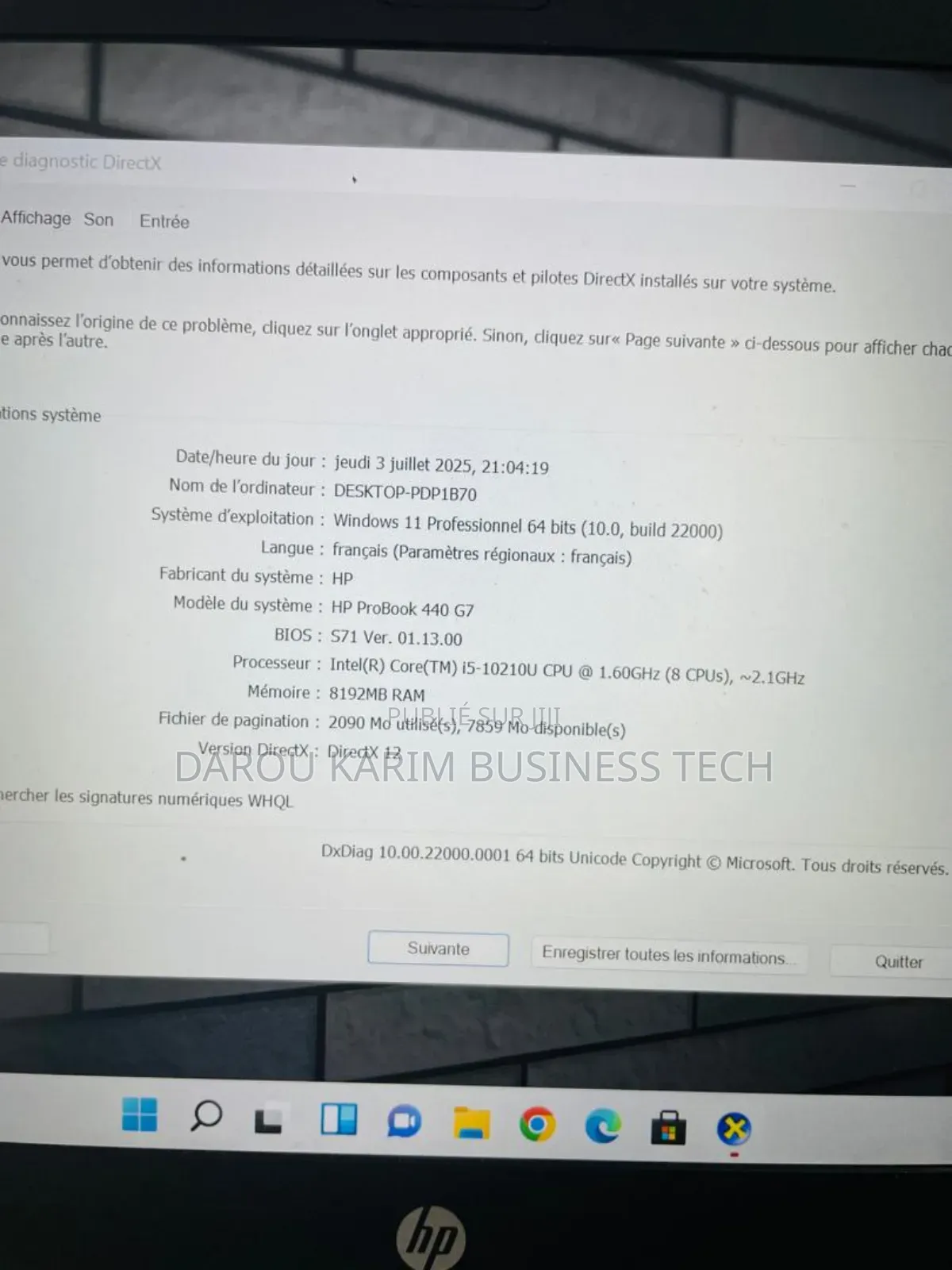 New Ordinateur Portable HP ProBook 440 G7 8GB Intel Core I5 SSD 512GB