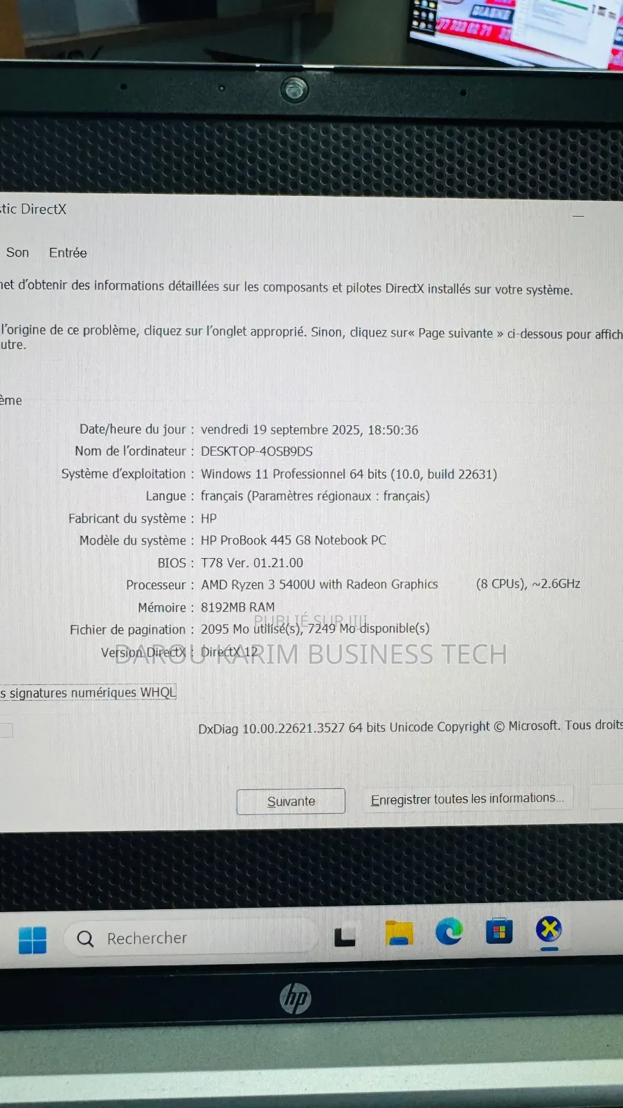 New Ordinateur Portable HP 8GB AMD Ryzen 3 SSD 256GB