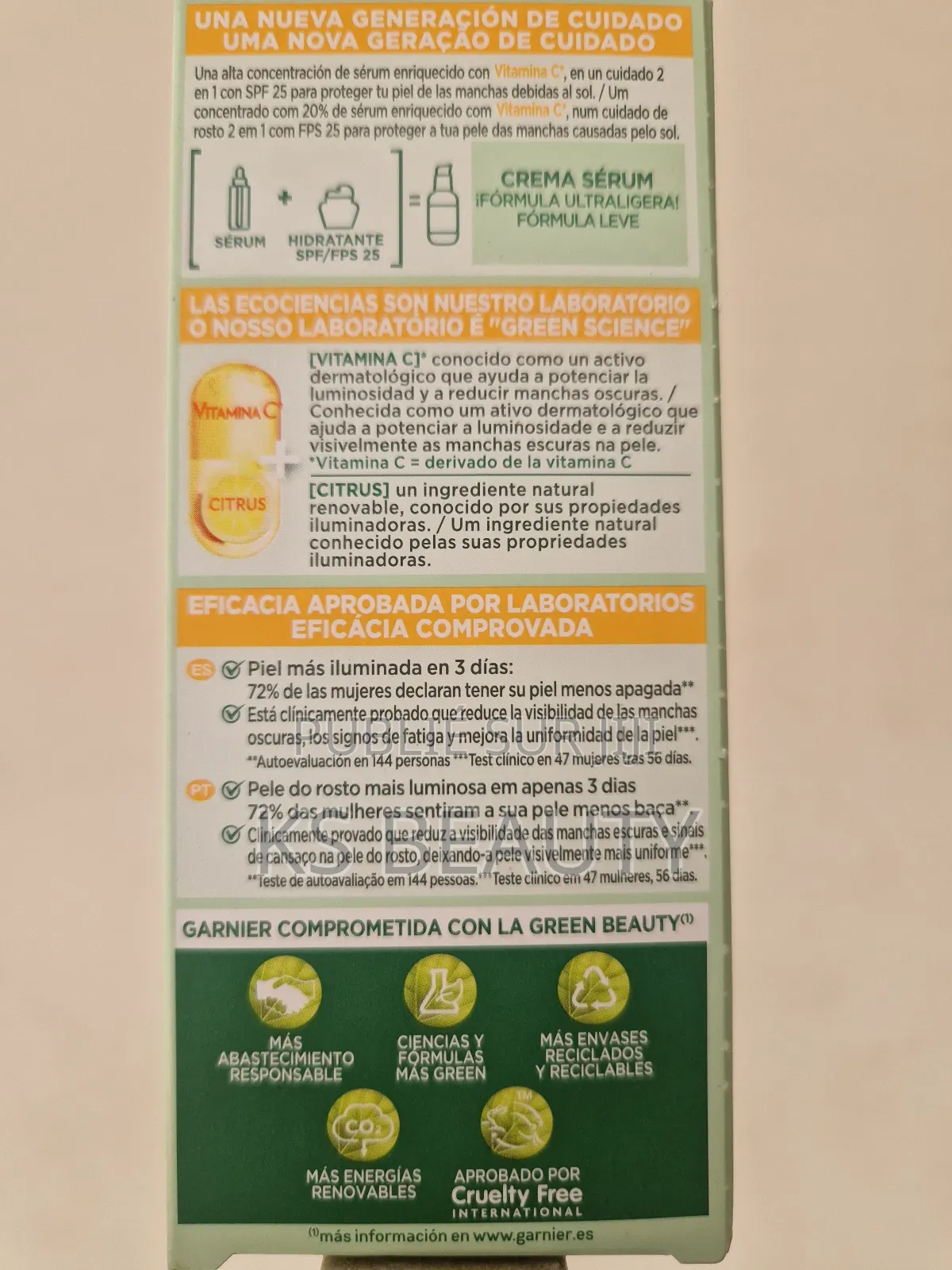 Garnier Sérum Crème Vitamine C 2en1 Booster D’Éclat Avec Spf25 50ml