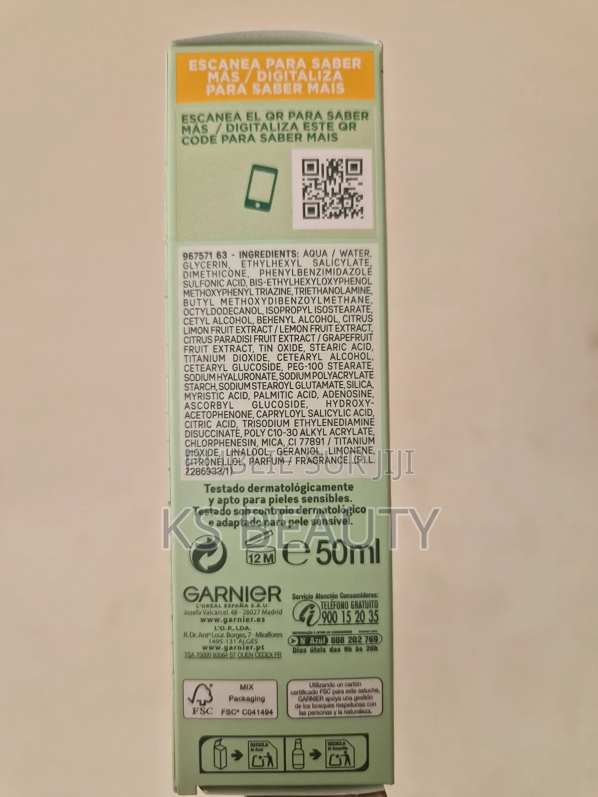 Garnier Sérum Crème Vitamine C 2en1 Booster D’Éclat Avec Spf25 50ml