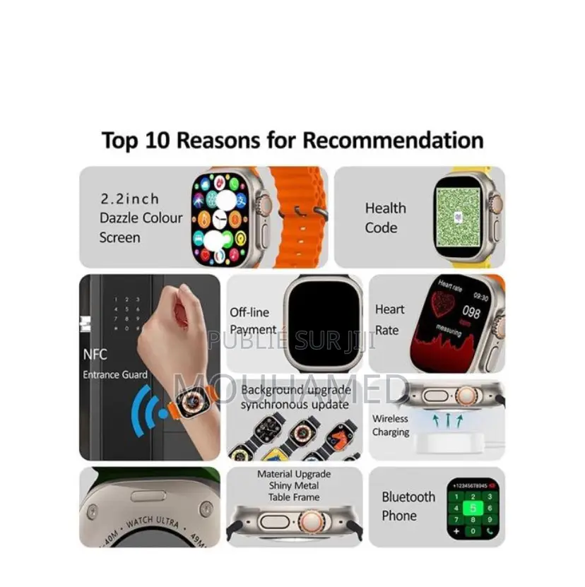 2,2 Pouce Plein Ècran Tactile Montre Intelligente Sports Fitness Tel