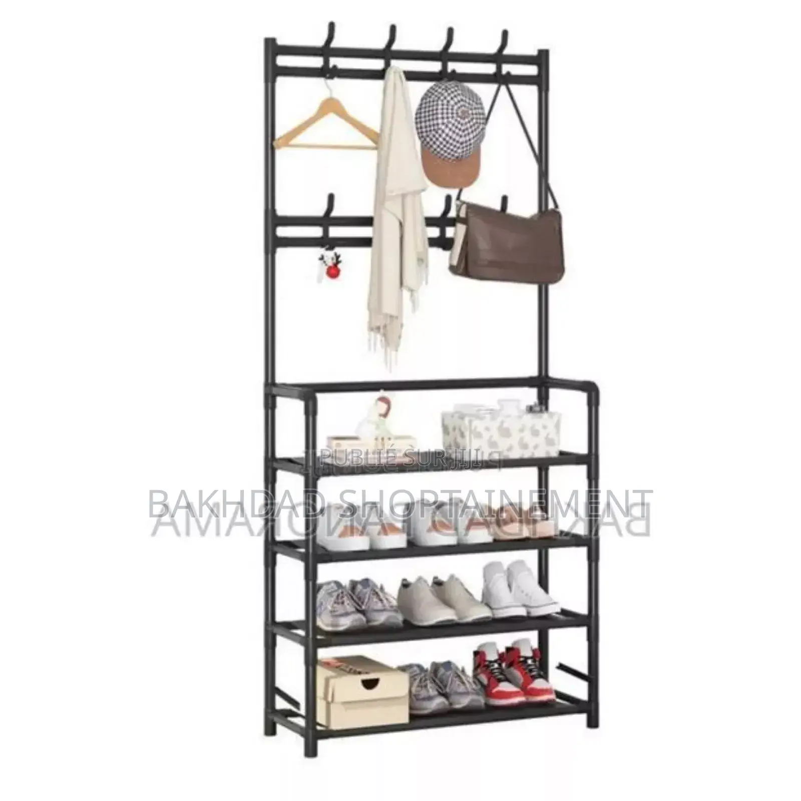 Porte-manteaux Range-chaussures 4 Niveaux