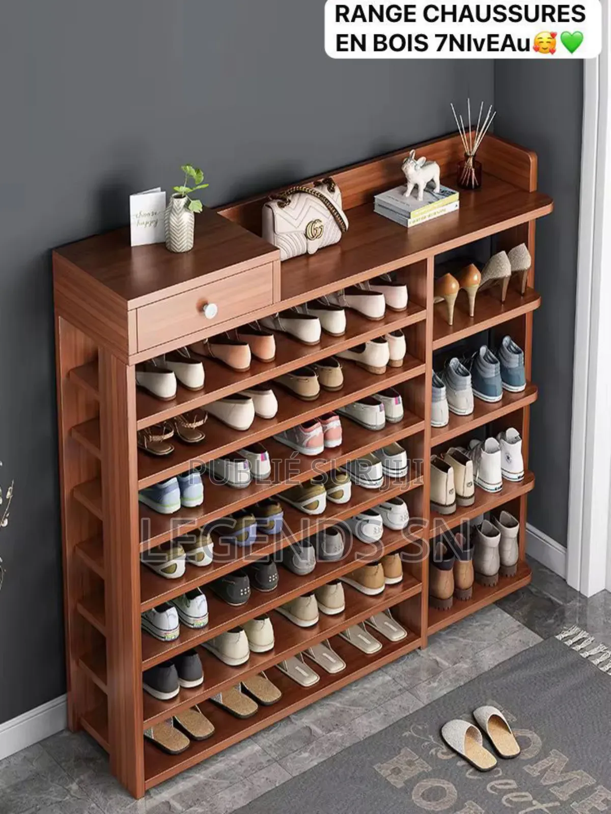 Range Chaussures en Bois 7 Niveaux