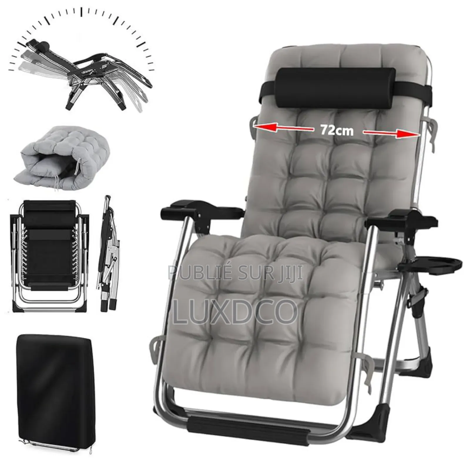 Chaise Anti-Gravité Réglable Avec Coussin, Appuie-Tête.