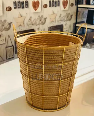 Photo - Panier À Pain en Corde De Coton Tissée, Grand Format, Avec Fil De Fer