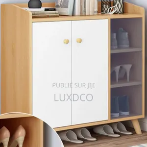 Console Range Chaussures Avec Porte Et Pieds en Bois.