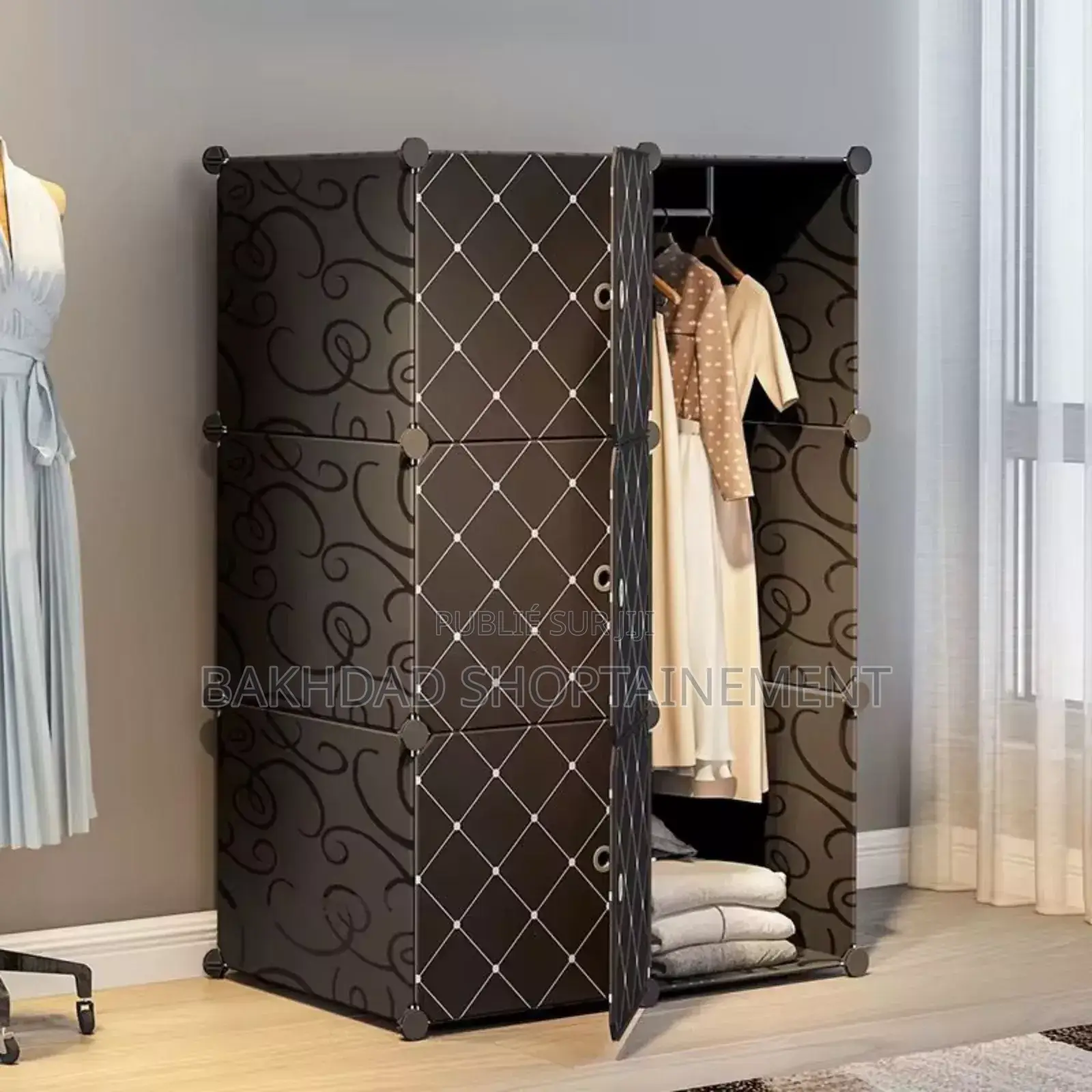  Armoire Modulaire Design Noire – Rangement Pratique Et Élégant