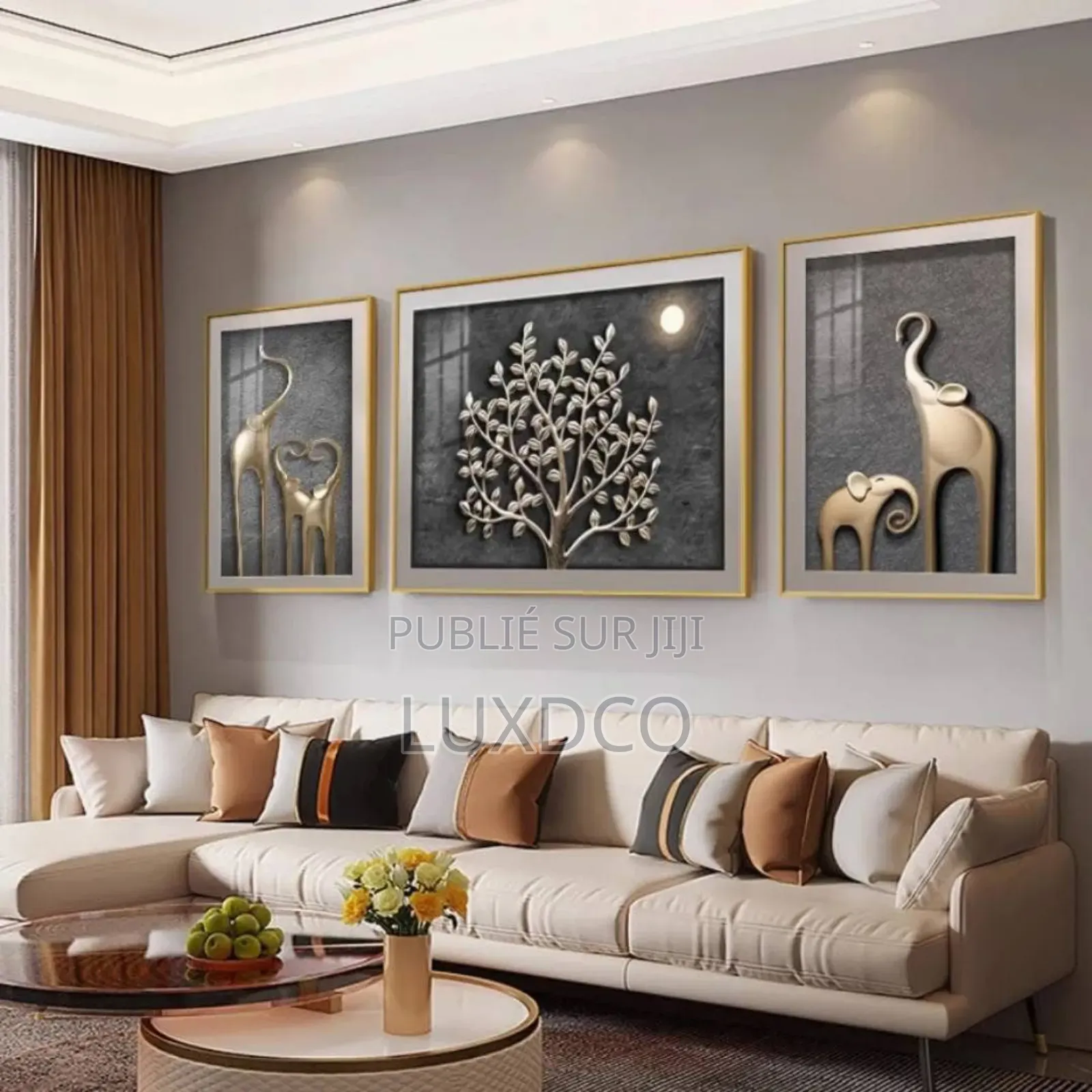 Tableau Décoration Murale 3pcs Encadrée Représentant l'Arbre De Vie.