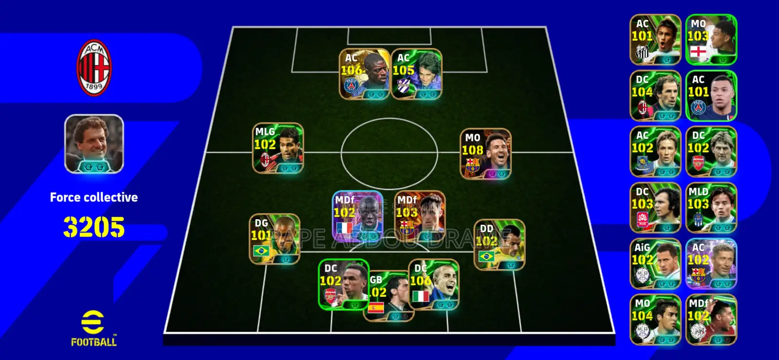 Compte Efootball Mobile À Vendre – Force 3205 | 18.5m Gp | 2500 Pièces