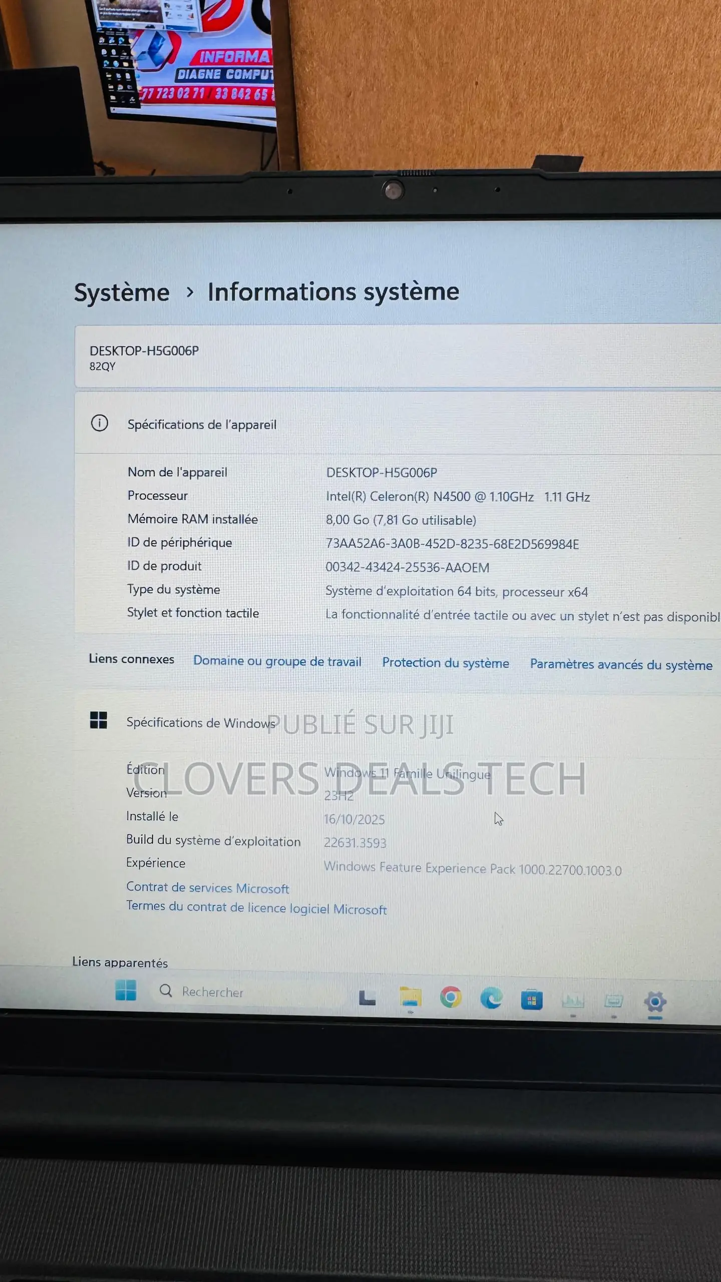 New Ordinateur Portable Lenovo V15 8GB Intel Celeron SSD 256GB
