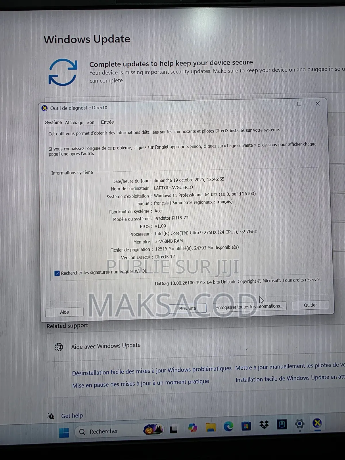 Ordinateur Portable Acer Predator 17 32GB Intel Core Ultra 9 SSD 1T