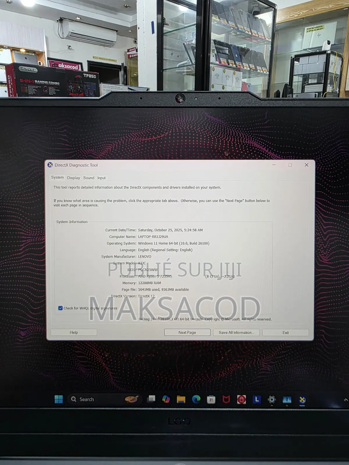 Ordinateur Portable Lenovo LOQ 15ARP9 24GB AMD Ryzen 5 SSD 512GB