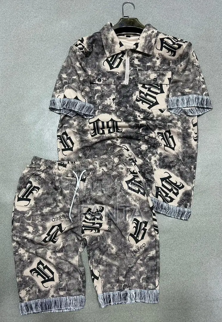 Mode Homme/Femme 2 Pièces Franges - T-Shirt Col Zippé | Motifs Tendanc