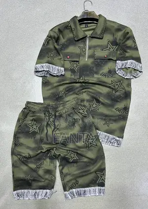 Mode Homme/Femme 2 Pièces Franges - T-Shirt Col Zippé | Motifs Tendanc