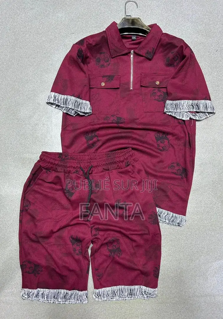 Mode Homme/Femme 2 Pièces Franges - T-Shirt Col Zippé | Motifs Tendanc