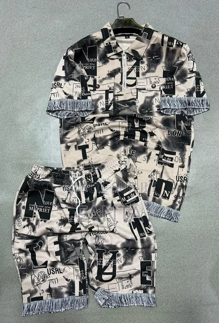 Mode Homme/Femme 2 Pièces Franges - T-Shirt Col Zippé | Motifs Tendanc