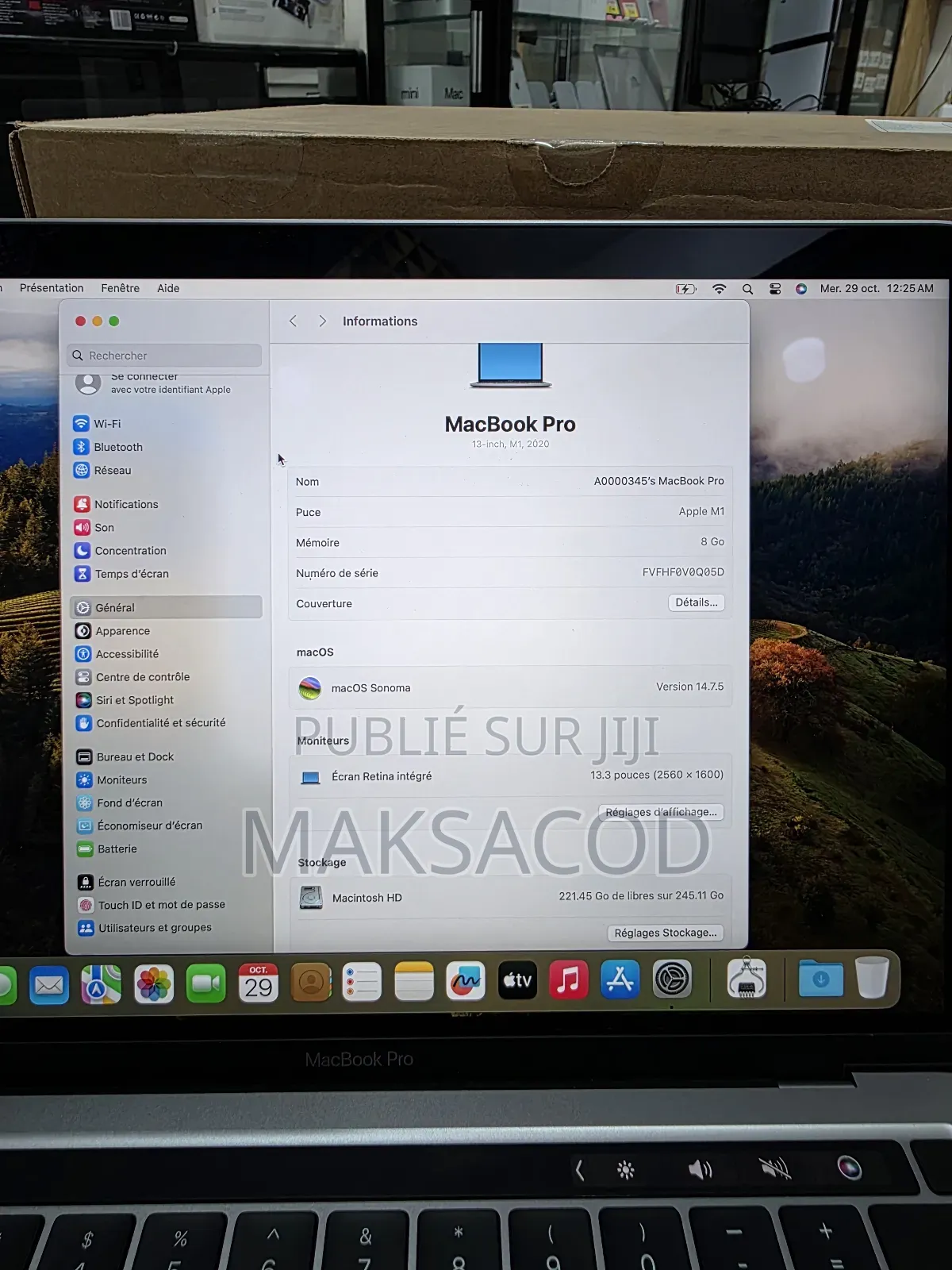 Ordinateur Portable Apple MacBook Pro M1 8GB Apple M1 SSD 256GB