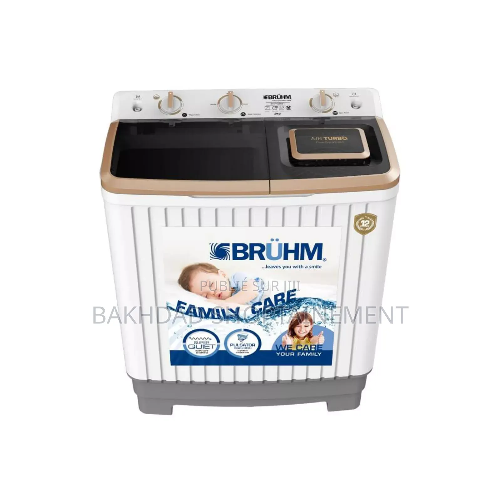 Machine À Laver Bruhm 8 Kg Twin-Tub BWT-080g