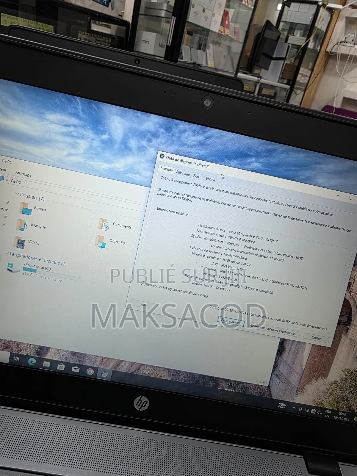 Ordinateur Portable HP EliteBook 840 G2 8GB Intel Core I5 SSD 128GB