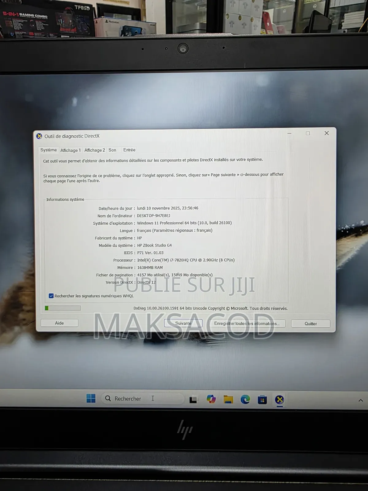 Ordinateur Portable HP ZBook Studio G4 16GB Intel Core I7 SSD 256GB