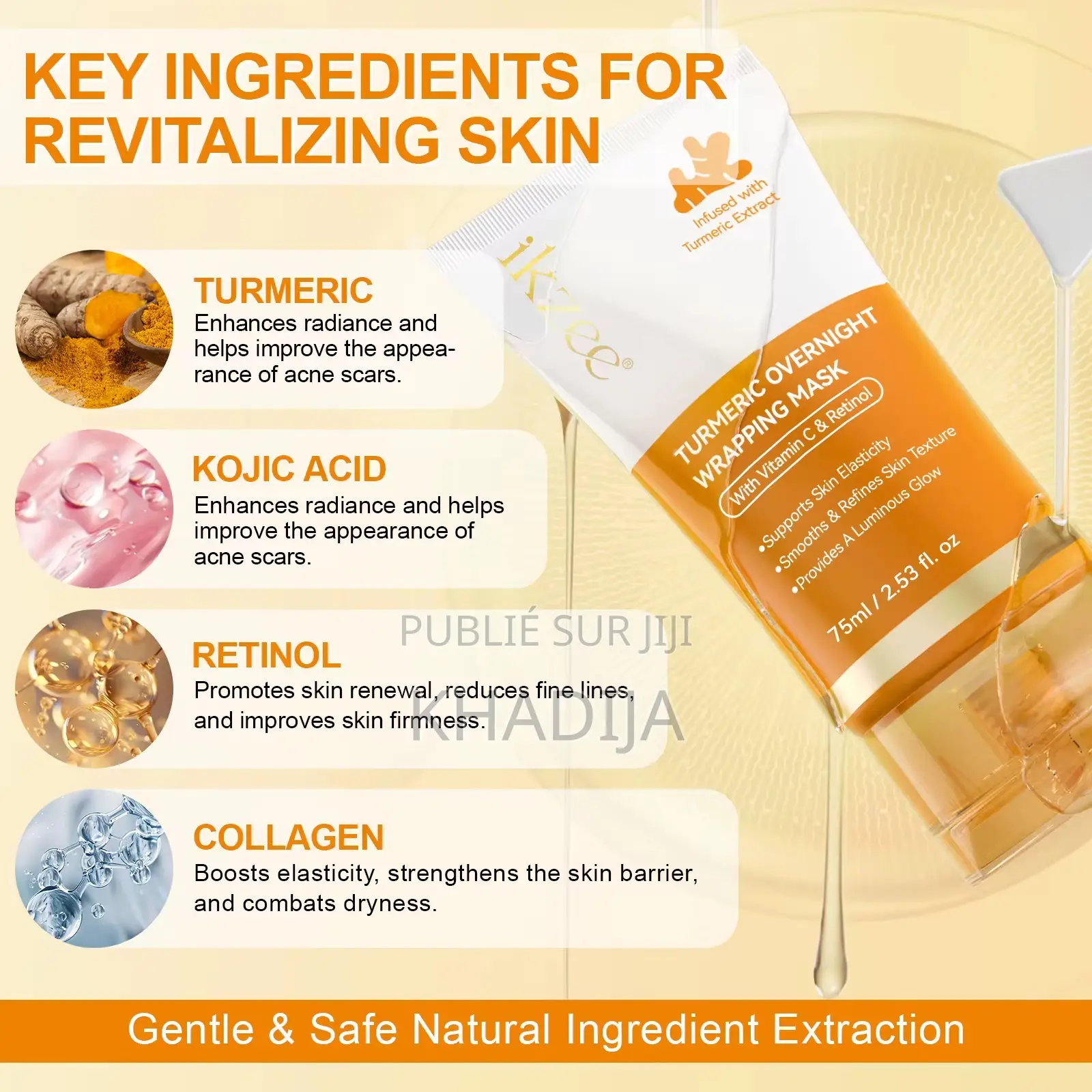 Masque À L’Acide Kojic, Rétinol, Vitamine C, Collagène Et Curcuma