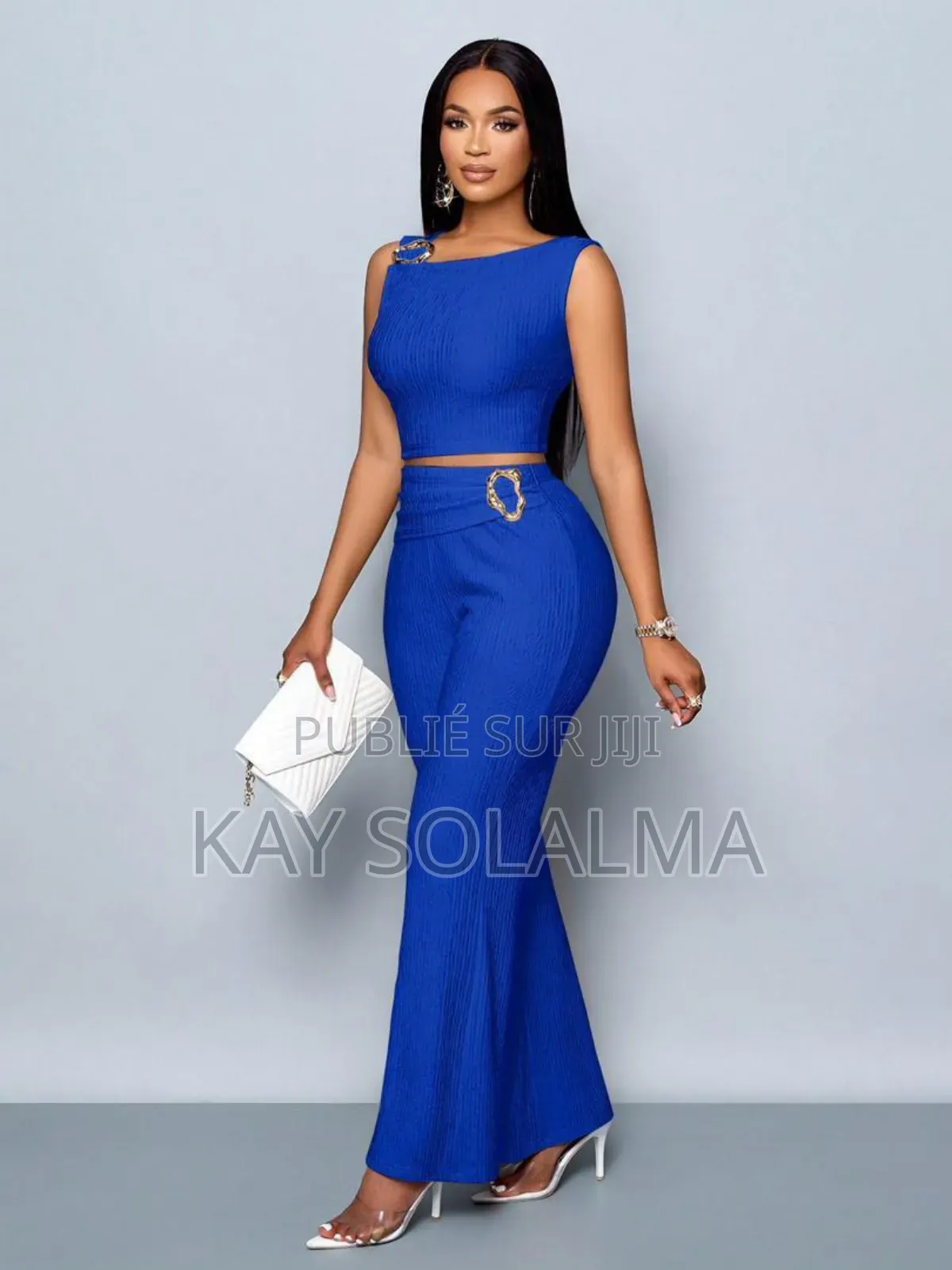 Ensemble Chic Deux-Pièces – Top Asymétrique Pantalon Évasé