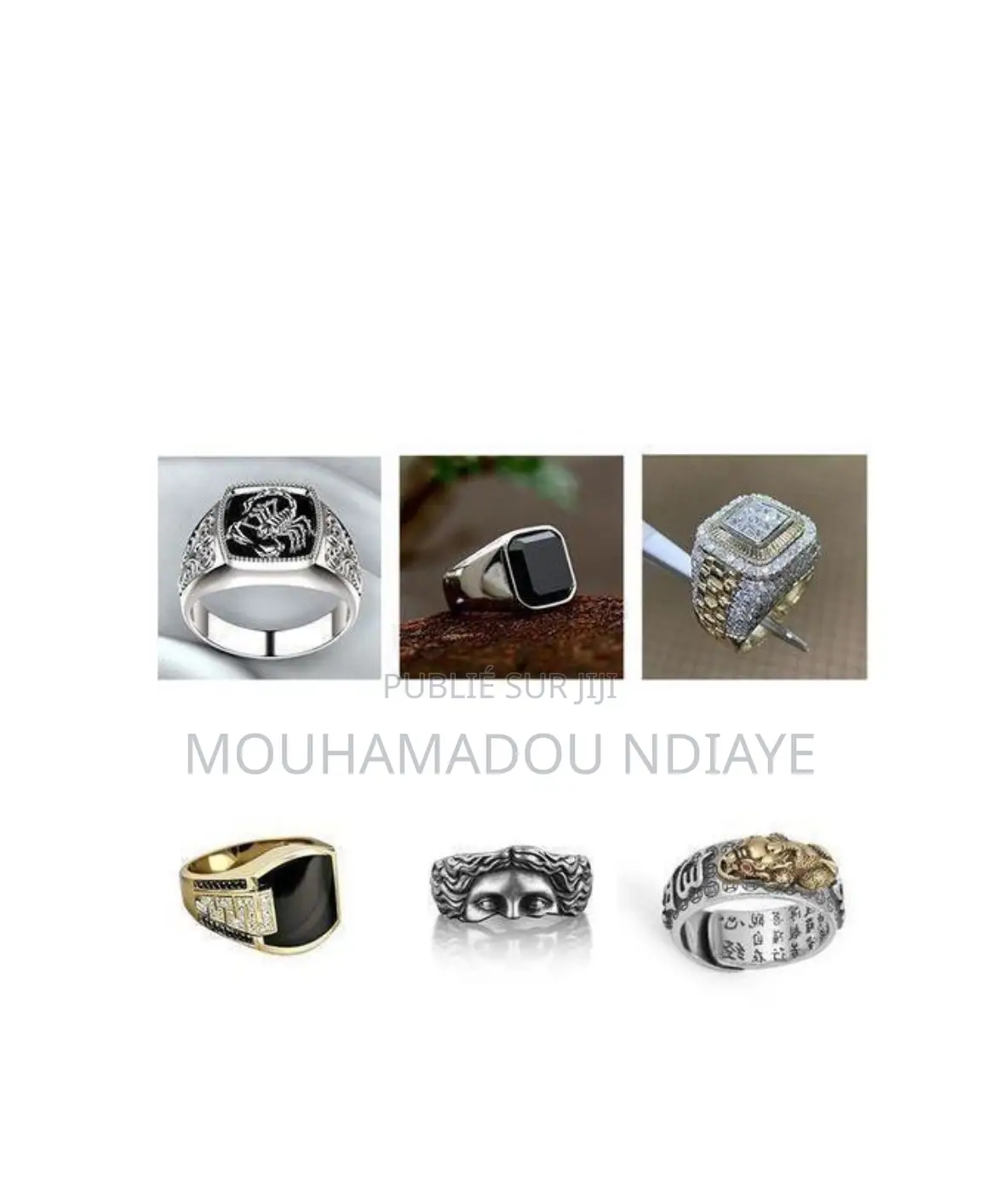 6 Bagues Punk Hip Hop Pour Homme