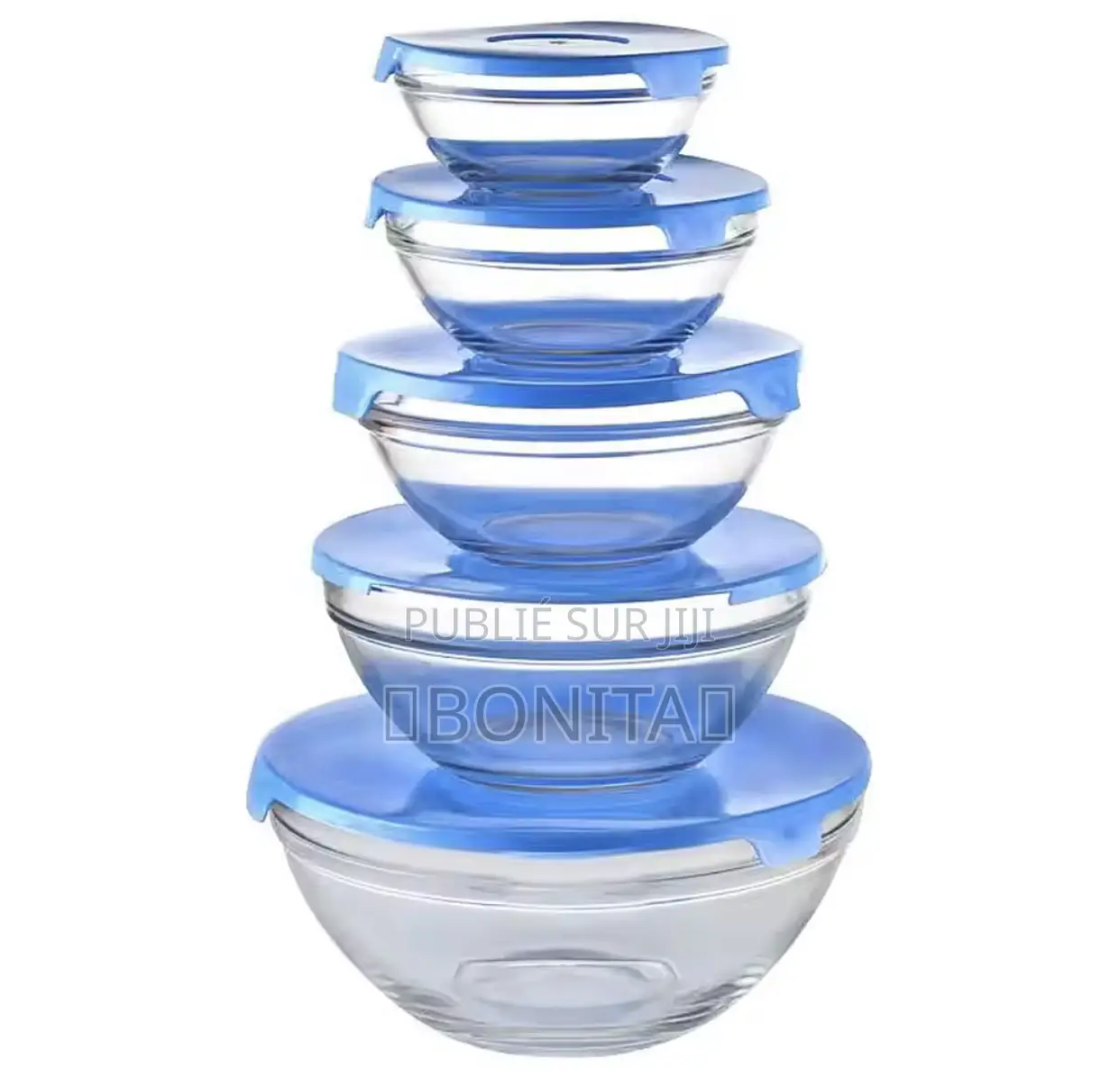 Ensemble Bols en Verre Bleu De 5 Pièces