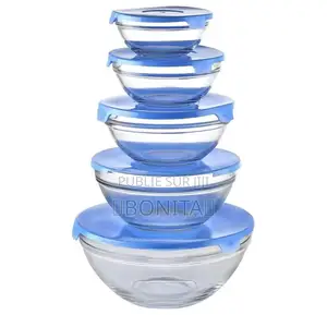 Photo - Ensemble Bols en Verre Bleu De 5 Pièces