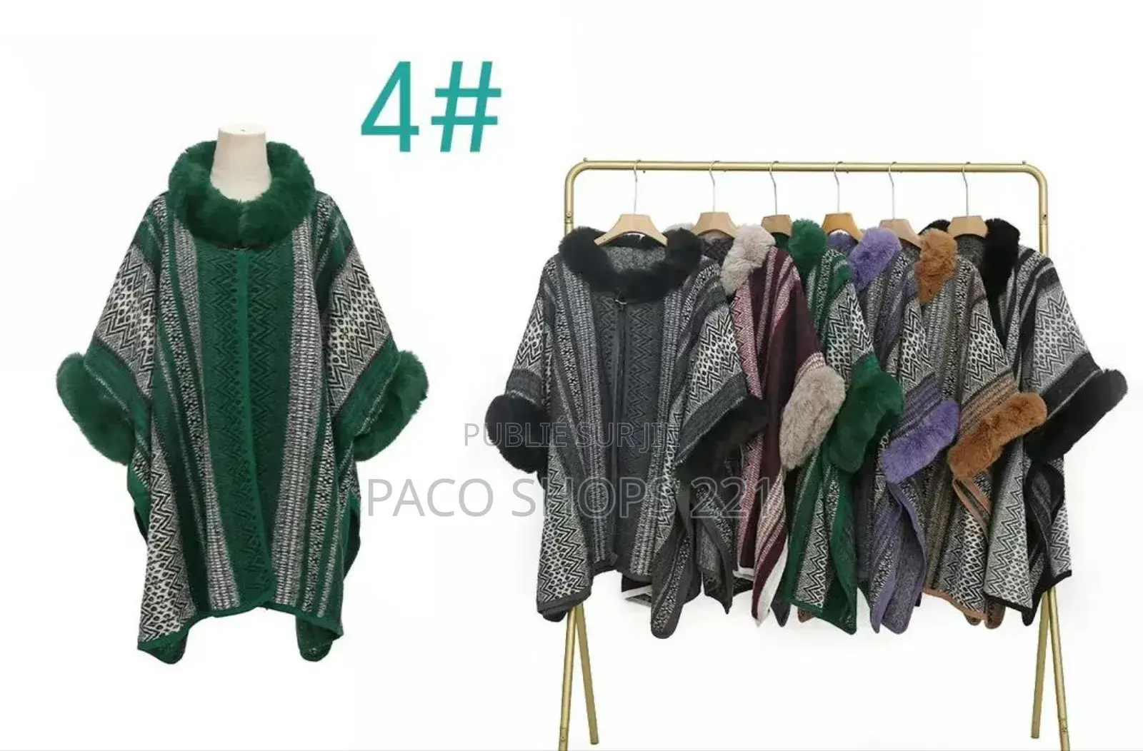 Poncho Élégance Fourrure – Confort Style D’Hiver