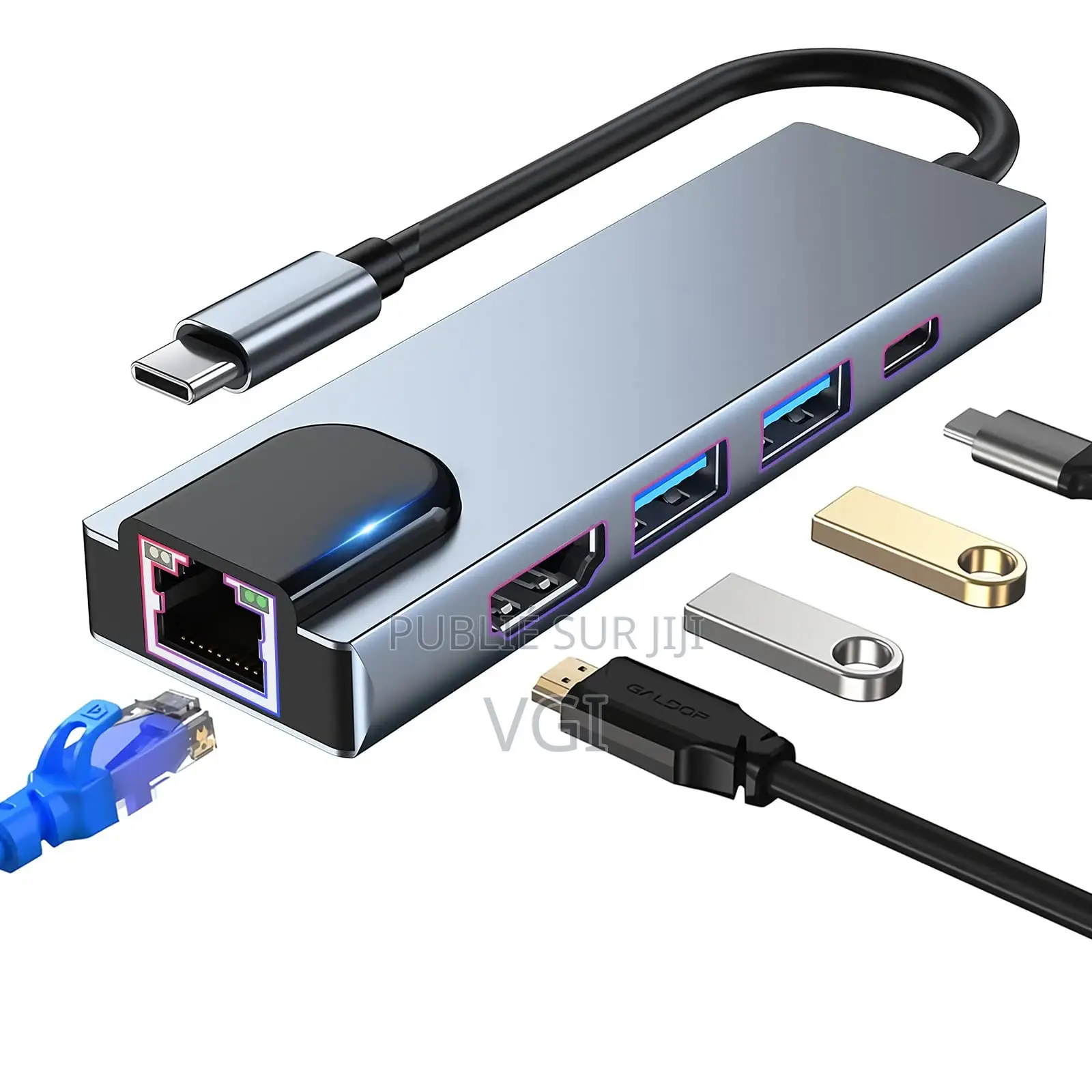 Convertisseur Usb Type -C +Rj-45+Hdmi 5 in 1