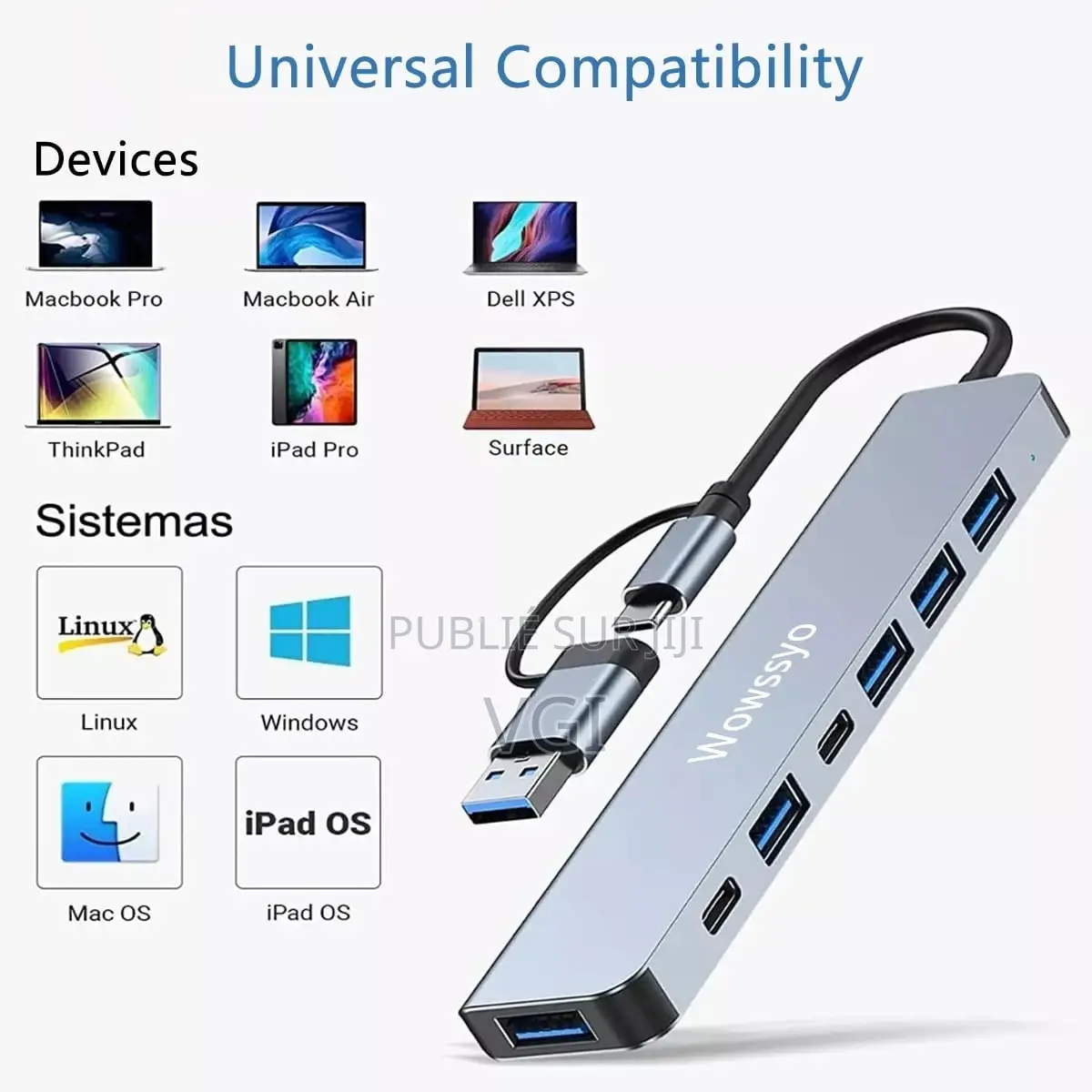 8 in 1 Usb C Hub Multi-Port Type C Adapter With Hdmi Usb 3.0 Port