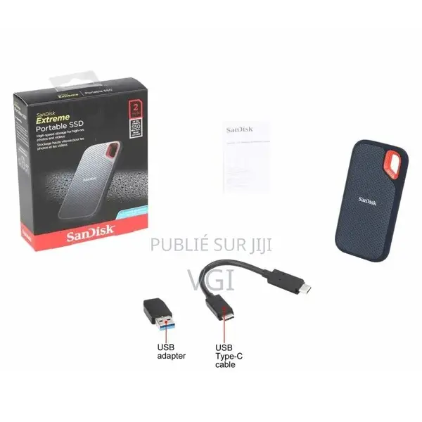 Sandisk Disque Dur Externe Extreme Portable SSD 2to Sdssde61-2t00-G25