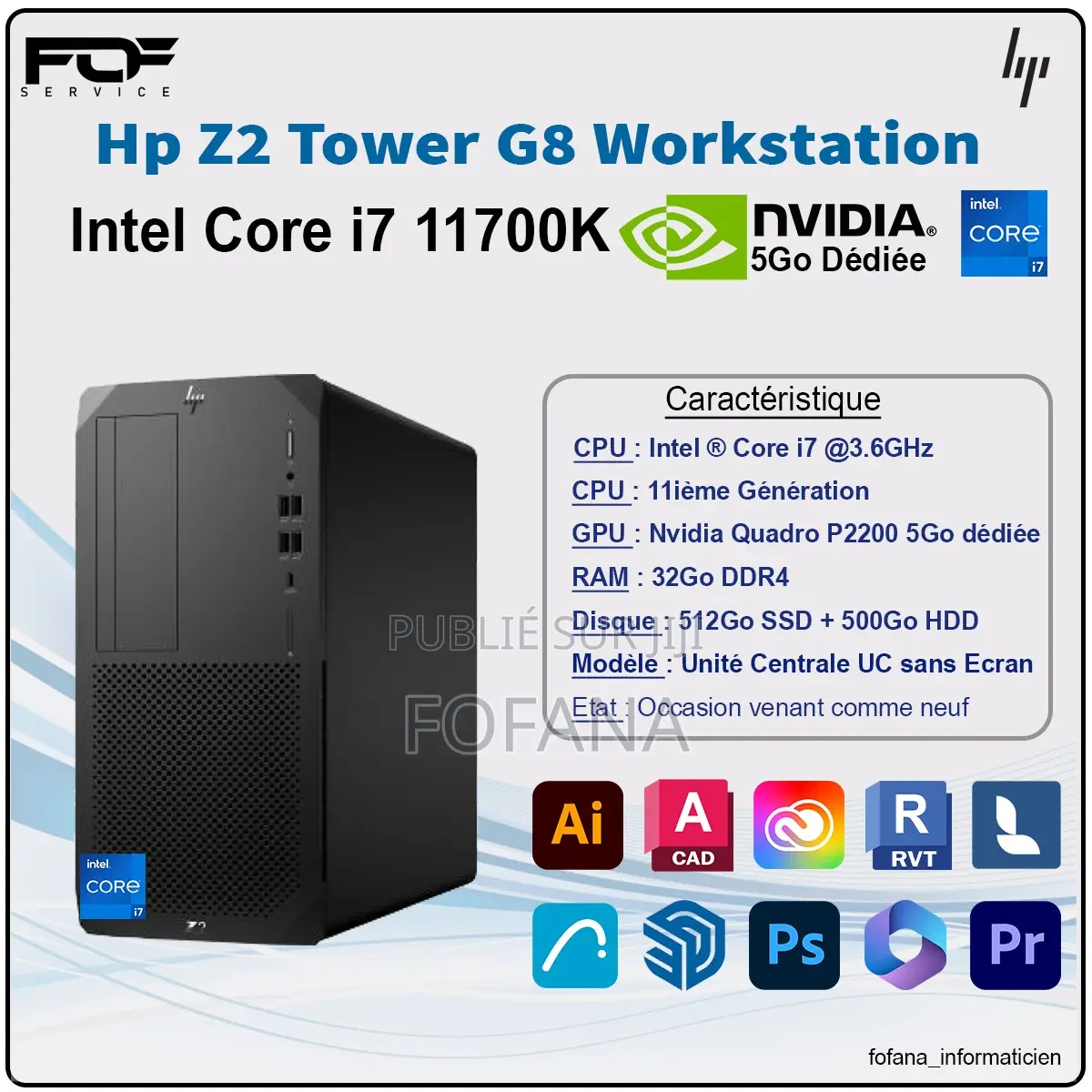 Ordinateur De Bureau HP Z2 32GB Intel Core I7 HDD+SSD 512GB